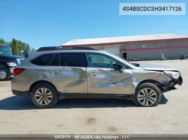2017 SUBARU OUTBACK VIN 4S4BSCDC3H3417126 — фото 13