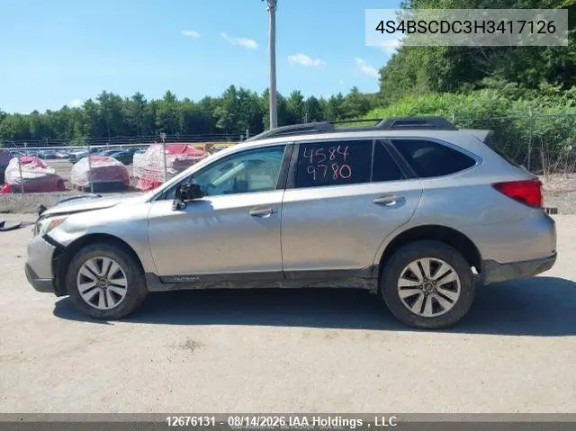 2017 SUBARU OUTBACK VIN 4S4BSCDC3H3417126 — фото 14