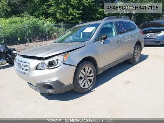 2017 SUBARU OUTBACK VIN 4S4BSCDC3H3417126 — фото 3