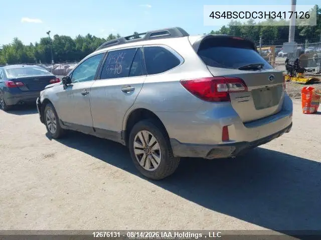 2017 SUBARU OUTBACK VIN 4S4BSCDC3H3417126 — фото 4