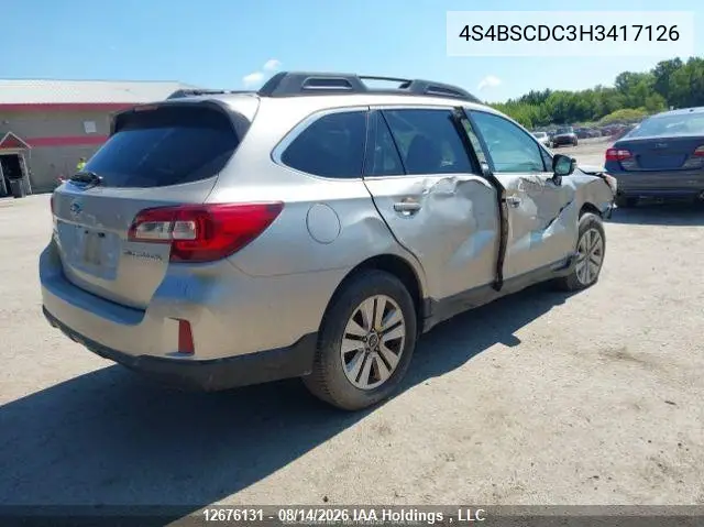 2017 SUBARU OUTBACK VIN 4S4BSCDC3H3417126 — фото 5