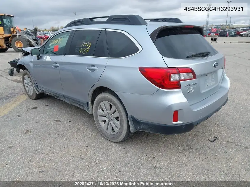2017 SUBARU OUTBACK VIN 4S4BSCGC4H3293931 — фото 3