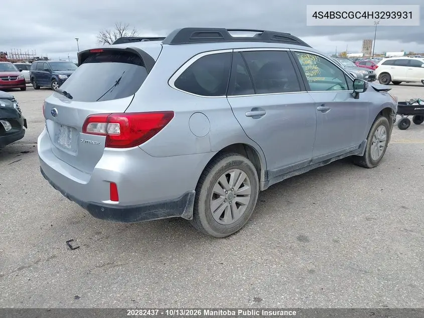 2017 SUBARU OUTBACK VIN 4S4BSCGC4H3293931 — фото 4