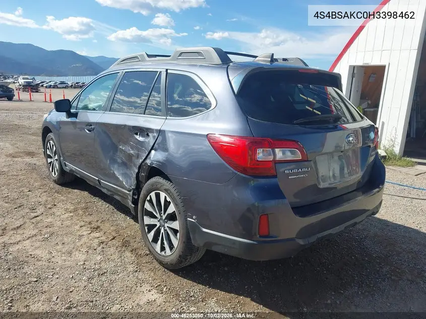 2017 SUBARU OUTBACK VIN 4S4BSAKC0H3398462 — фото 3