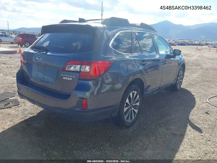 2017 SUBARU OUTBACK VIN 4S4BSAKC0H3398462 — фото 4