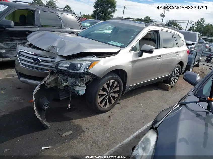2017 SUBARU OUTBACK VIN 4S4BSANC5H3339791 — фото 2