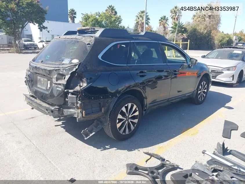 2017 SUBARU OUTBACK VIN 4S4BSANC4H3353987 — фото 4