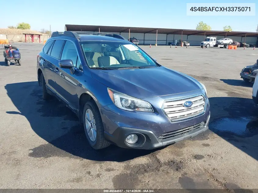 SUBARU OUTBACK 2017, VIN 4S4BSAFCXH3375071