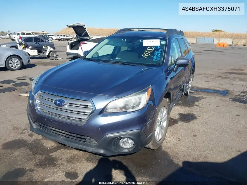 2017 SUBARU OUTBACK VIN 4S4BSAFCXH3375071 — фото 2