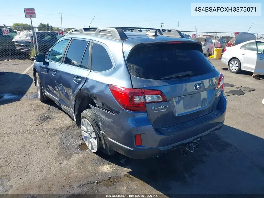 2017 SUBARU OUTBACK VIN 4S4BSAFCXH3375071 — фото 3