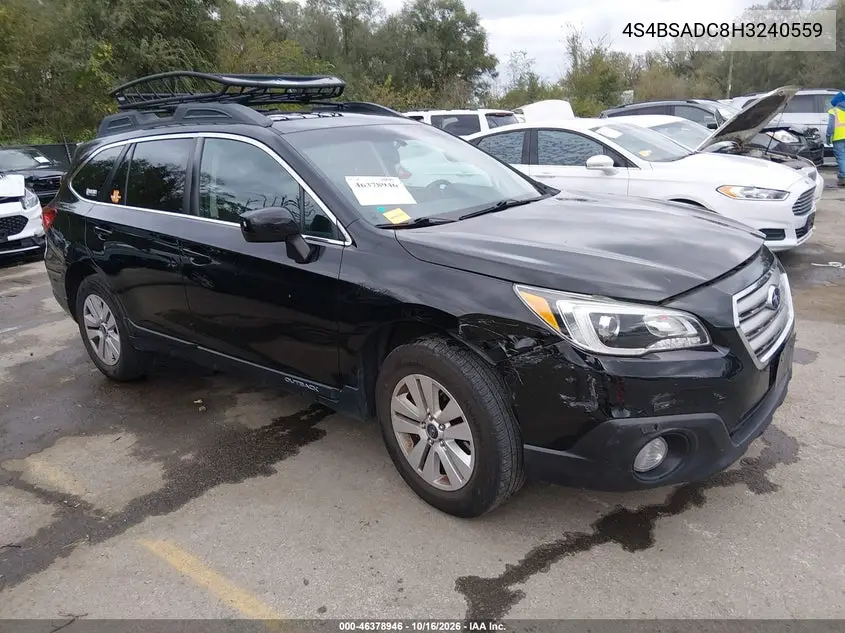 SUBARU OUTBACK 2017, VIN 4S4BSADC8H3240559