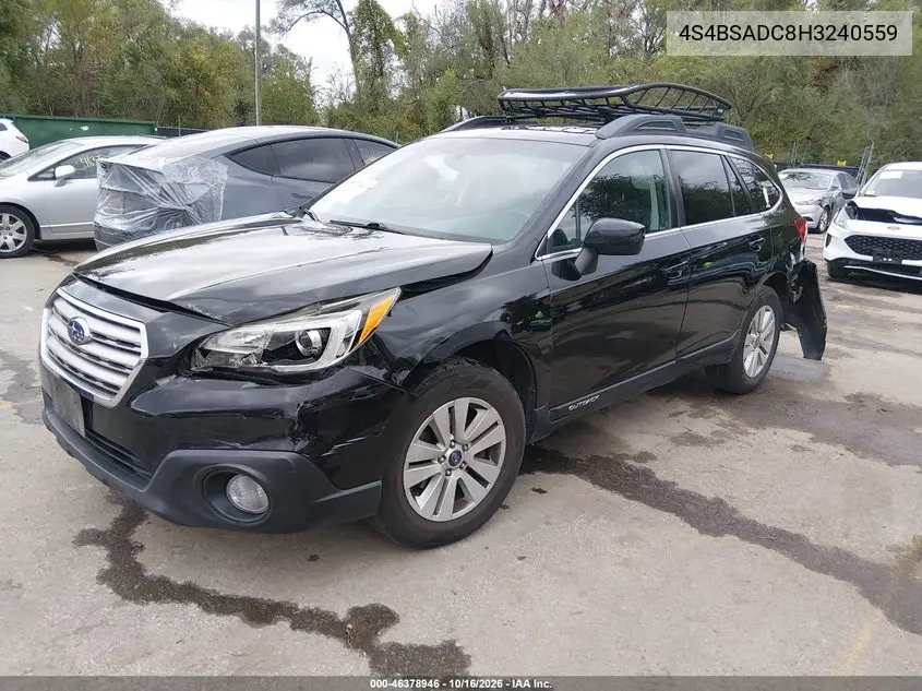 2017 SUBARU OUTBACK VIN 4S4BSADC8H3240559 — фото 2