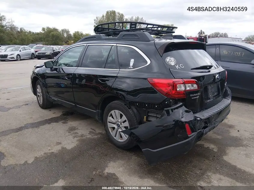 2017 SUBARU OUTBACK VIN 4S4BSADC8H3240559 — фото 3