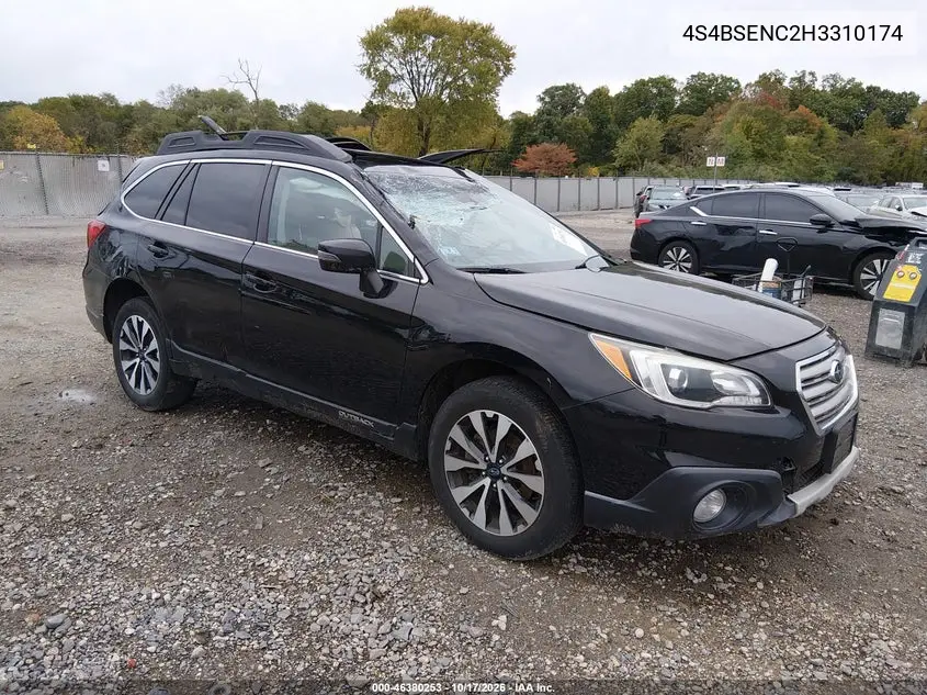 SUBARU OUTBACK 2017, VIN 4S4BSENC2H3310174