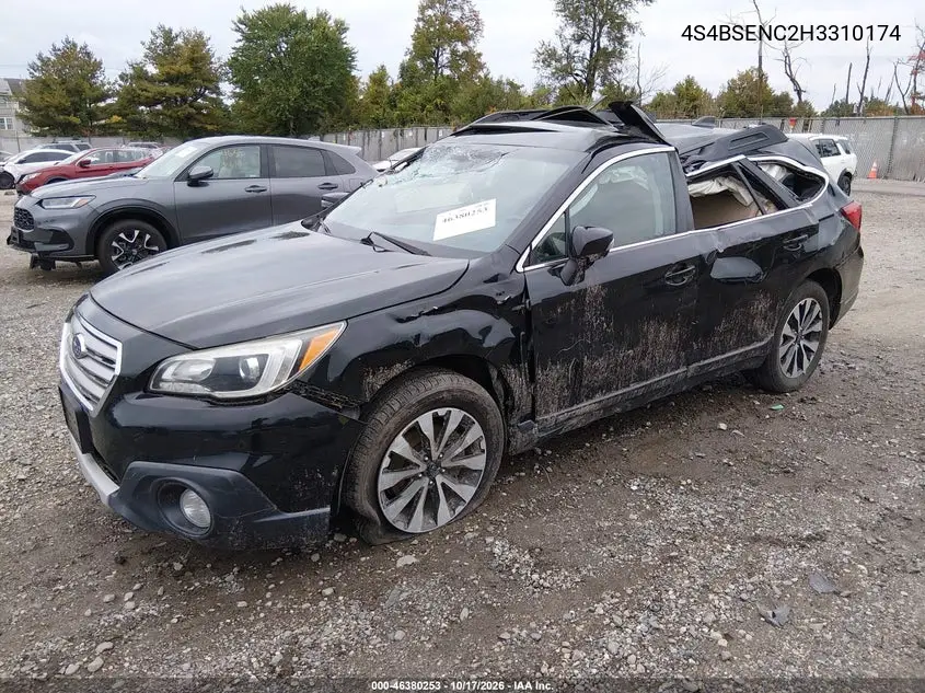 2017 SUBARU OUTBACK VIN 4S4BSENC2H3310174 — фото 2