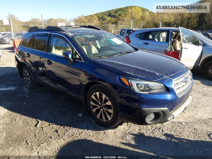 SUBARU OUTBACK 2017, VIN 4S4BSANC7H3369858