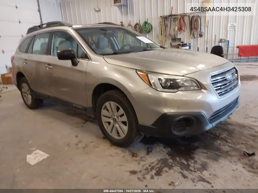 SUBARU OUTBACK 2017, VIN 4S4BSAAC4H3425308