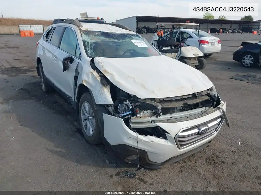 SUBARU OUTBACK 2018, VIN 4S4BSACC4J3220543