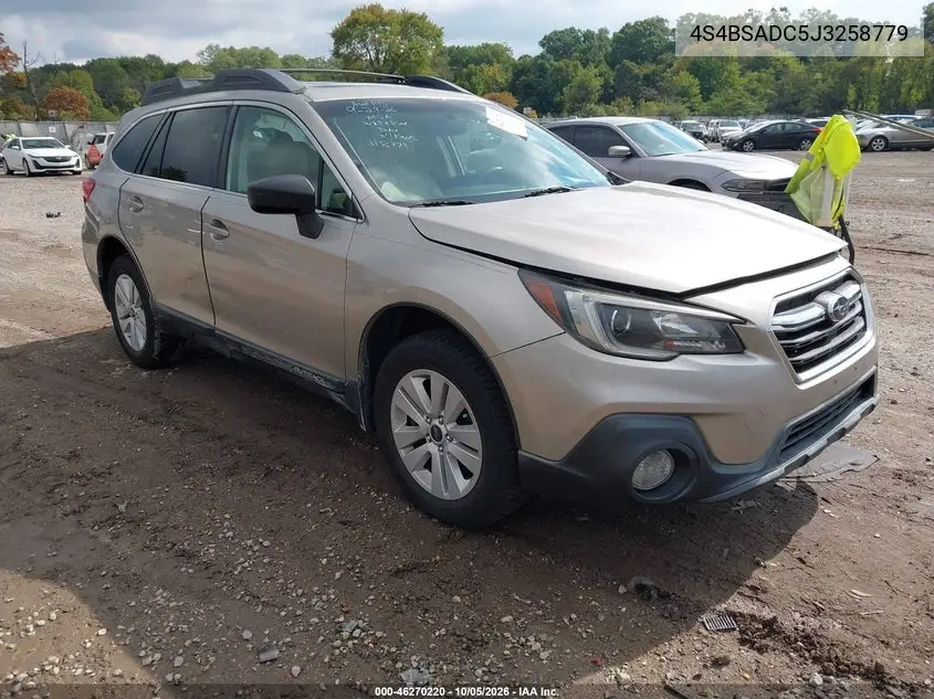 SUBARU OUTBACK 2018, VIN 4S4BSADC5J3258779