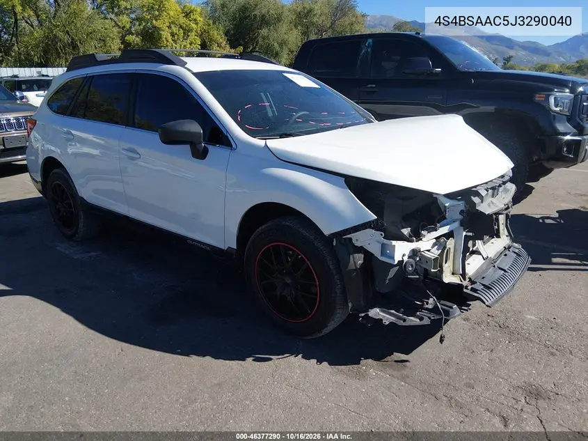 SUBARU OUTBACK 2018, VIN 4S4BSAAC5J3290040