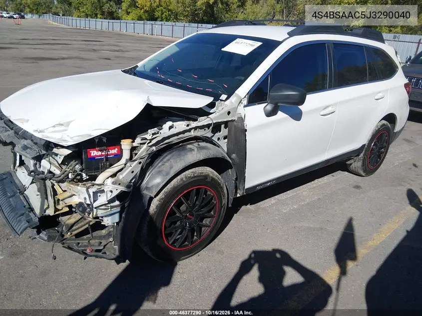 2018 SUBARU OUTBACK VIN 4S4BSAAC5J3290040 — фото 2