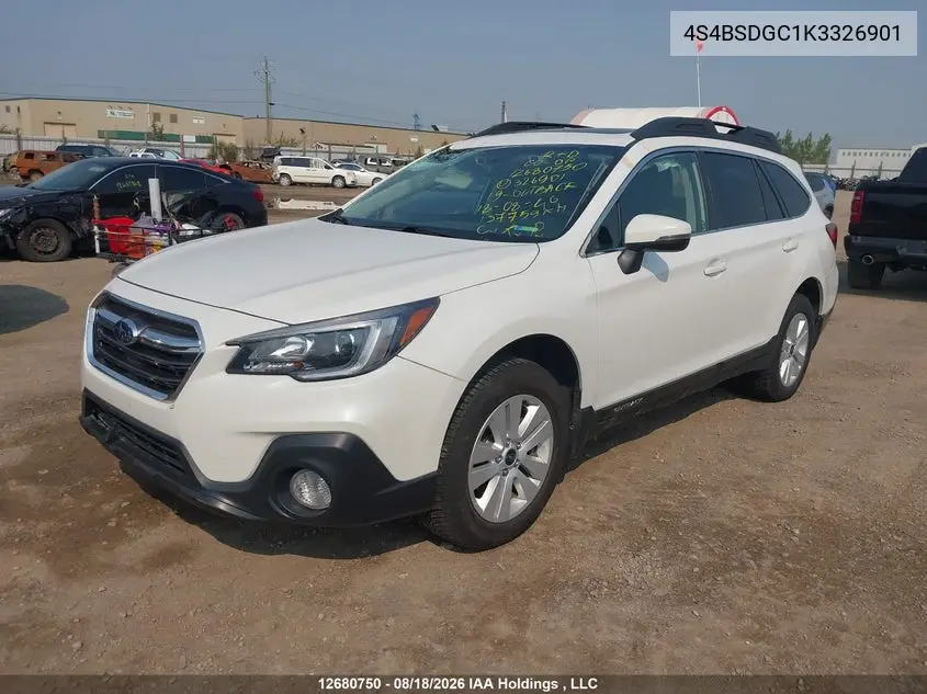 2019 SUBARU OUTBACK VIN 4S4BSDGC1K3326901 — фото 2