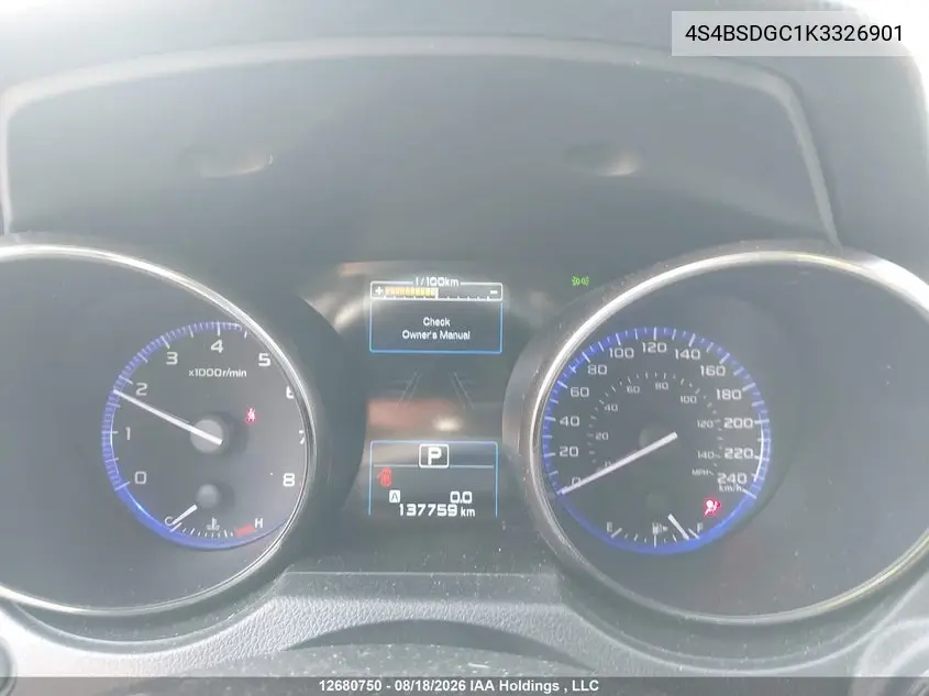 2019 SUBARU OUTBACK VIN 4S4BSDGC1K3326901 — фото 7