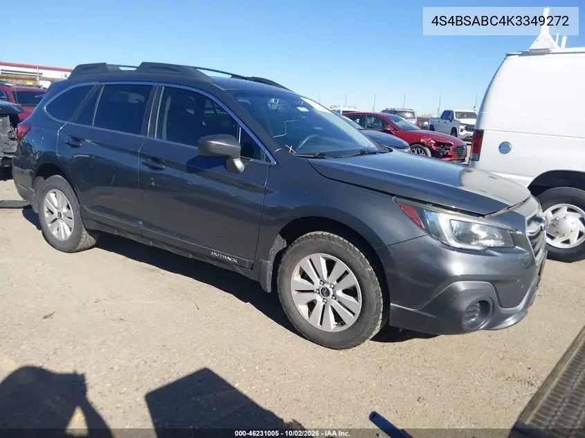 SUBARU OUTBACK 2019, VIN 4S4BSABC4K3349272