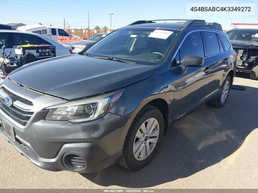 2019 SUBARU OUTBACK VIN 4S4BSABC4K3349272 — фото 2