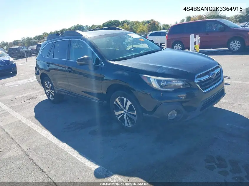 SUBARU OUTBACK 2019, VIN 4S4BSANC2K3364915