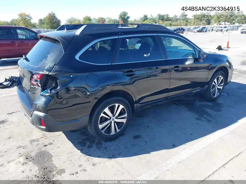 2019 SUBARU OUTBACK VIN 4S4BSANC2K3364915 — фото 4