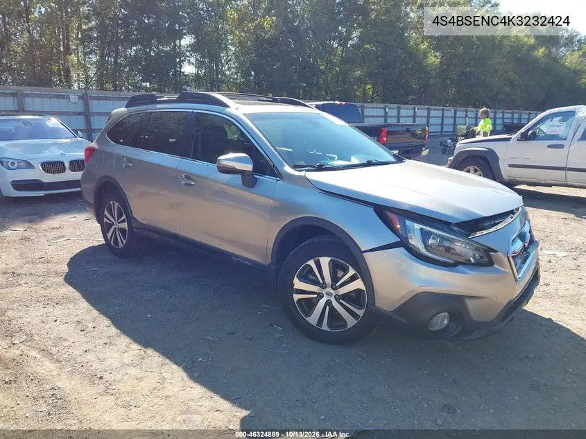 SUBARU OUTBACK 2019, VIN 4S4BSENC4K3232424