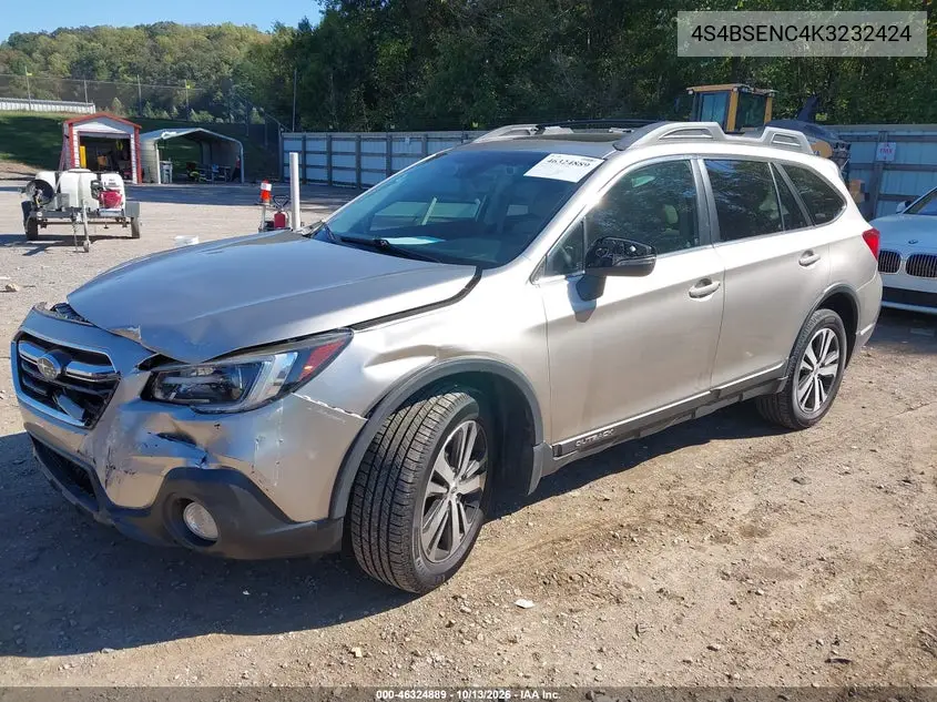 2019 SUBARU OUTBACK VIN 4S4BSENC4K3232424 — фото 2