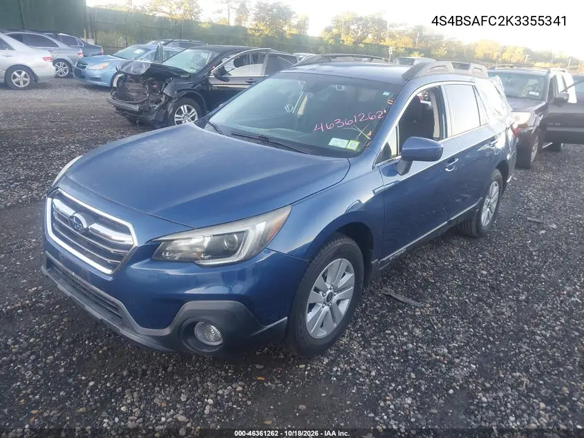 2019 SUBARU OUTBACK VIN 4S4BSAFC2K3355341 — фото 2