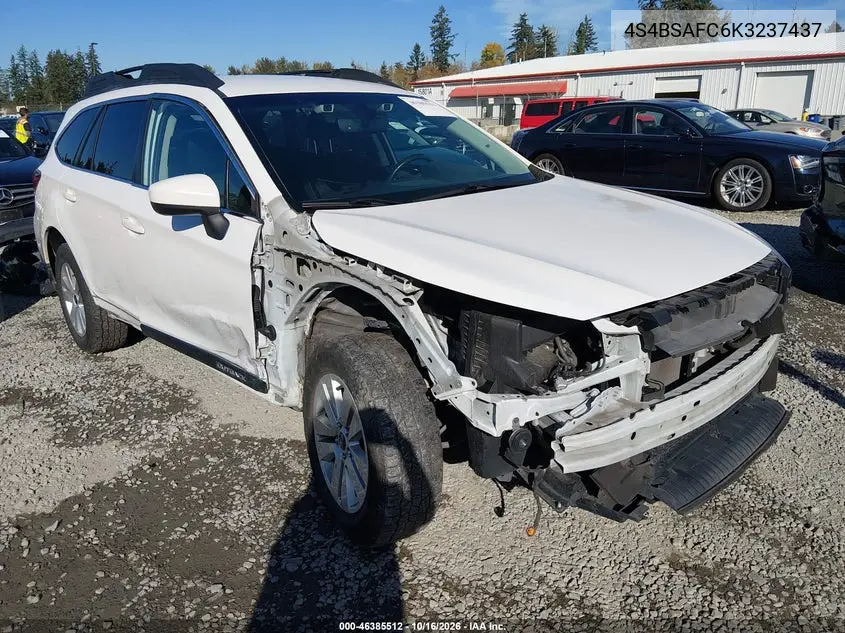 SUBARU OUTBACK 2019, VIN 4S4BSAFC6K3237437