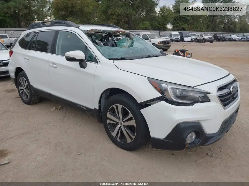 SUBARU OUTBACK 2019, VIN 4S4BSANC0K3238827