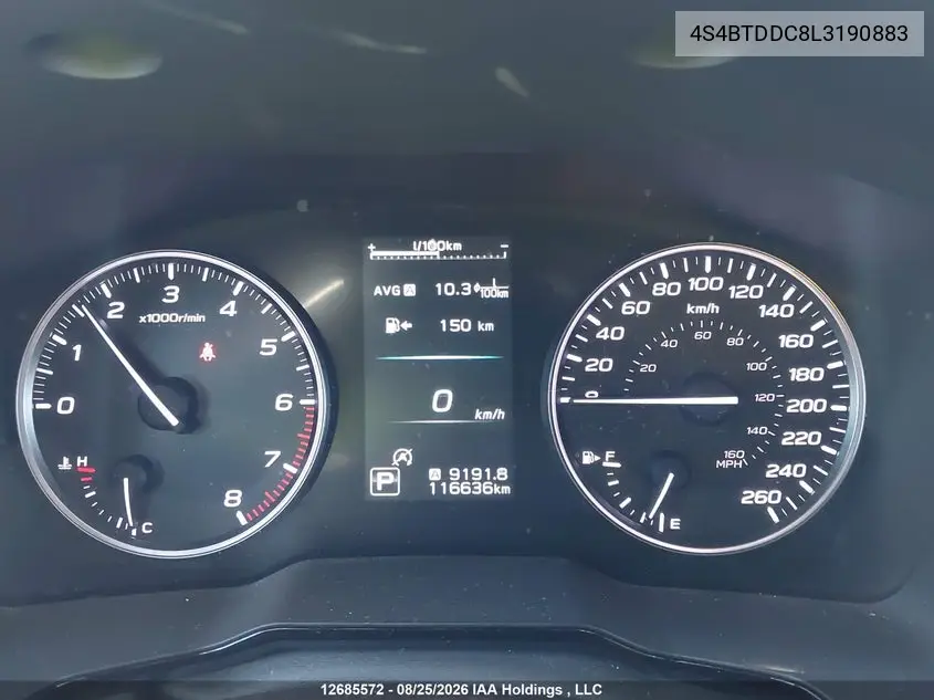 2020 SUBARU OUTBACK VIN 4S4BTDDC8L3190883 — фото 7