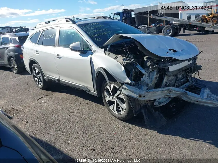 SUBARU OUTBACK 2020, VIN 4S4BTDNC3L3174234