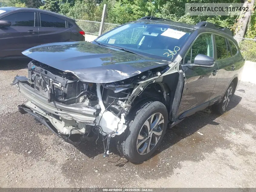 2020 SUBARU OUTBACK VIN 4S4BTALC0L3187492 — фото 2