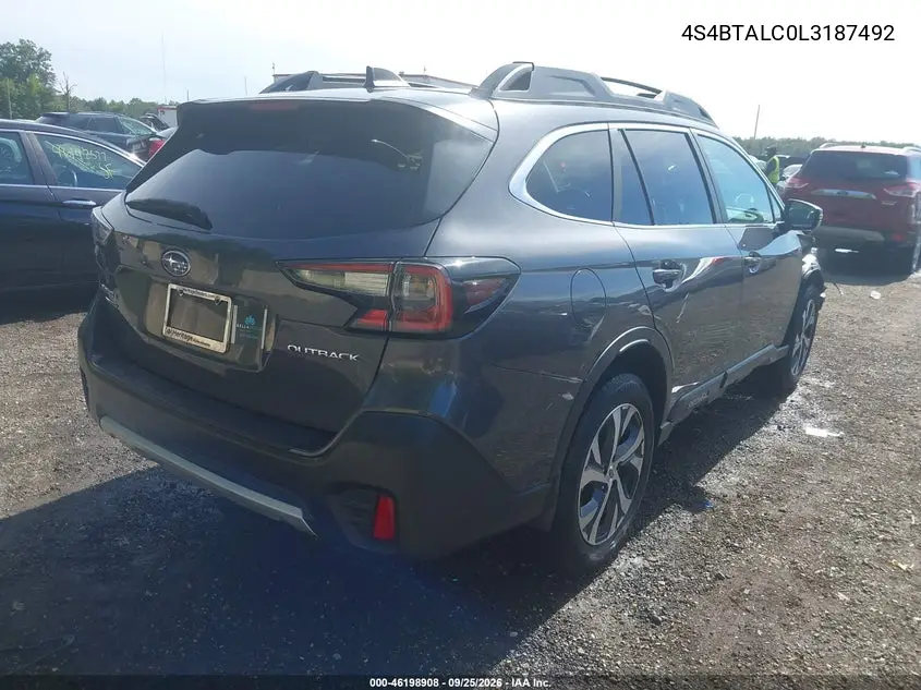 2020 SUBARU OUTBACK VIN 4S4BTALC0L3187492 — фото 4