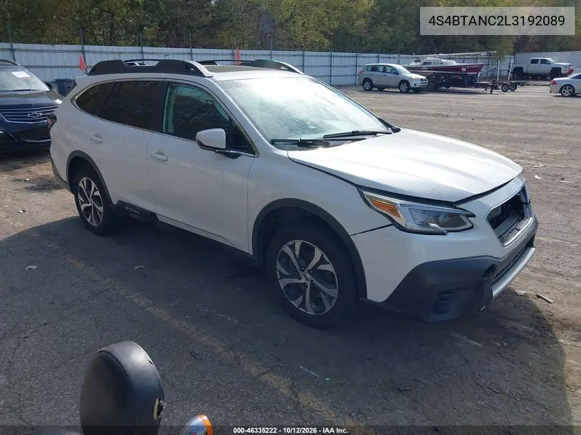 SUBARU OUTBACK 2020, VIN 4S4BTANC2L3192089