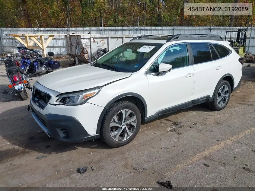 2020 SUBARU OUTBACK VIN 4S4BTANC2L3192089 — фото 2