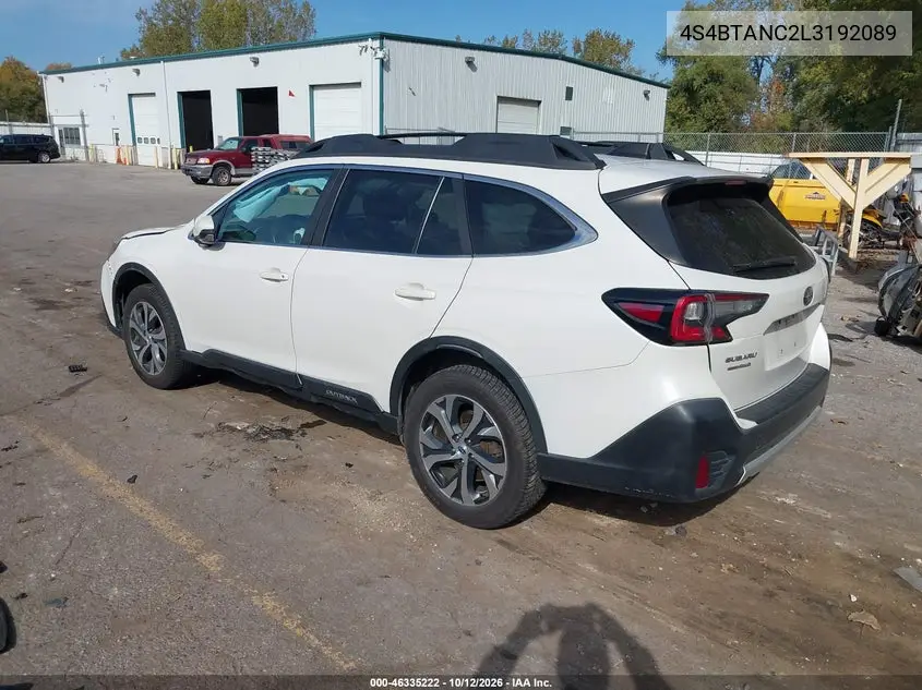 2020 SUBARU OUTBACK VIN 4S4BTANC2L3192089 — фото 3