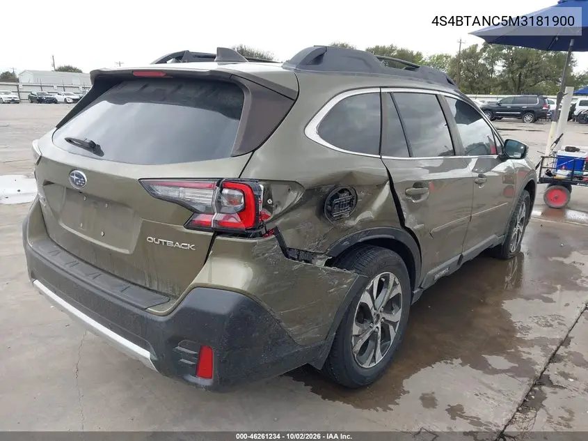 2021 SUBARU OUTBACK VIN 4S4BTANC5M3181900 — фото 4