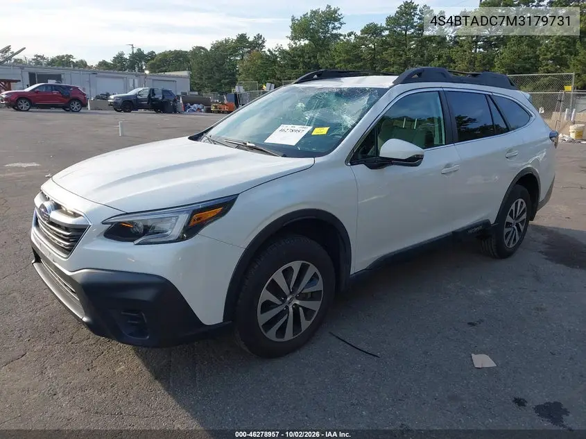2021 SUBARU OUTBACK VIN 4S4BTADC7M3179731 — фото 2