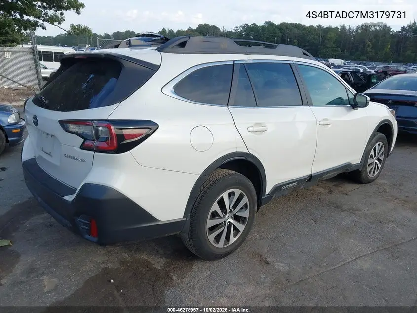 2021 SUBARU OUTBACK VIN 4S4BTADC7M3179731 — фото 4