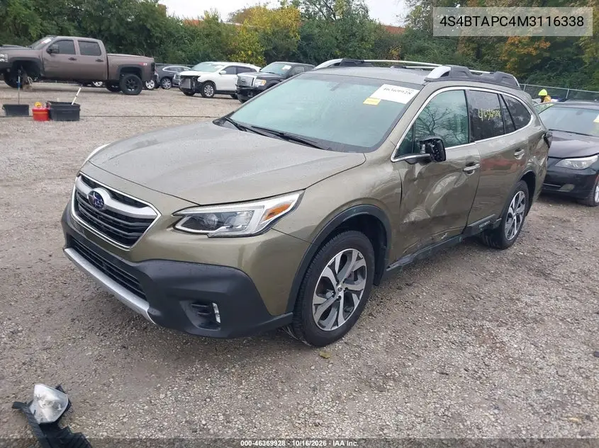 2021 SUBARU OUTBACK VIN 4S4BTAPC4M3116338 — фото 2
