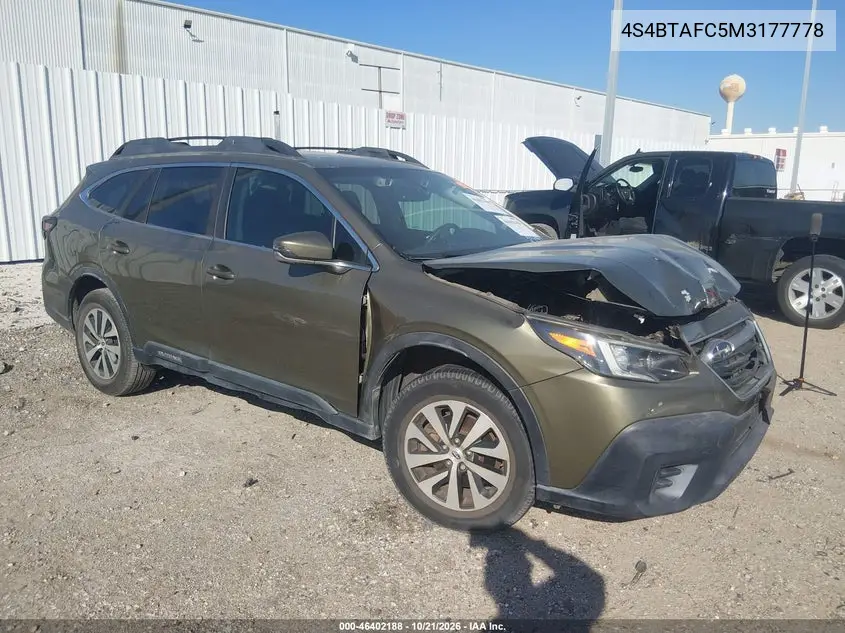 SUBARU OUTBACK 2021, VIN 4S4BTAFC5M3177778