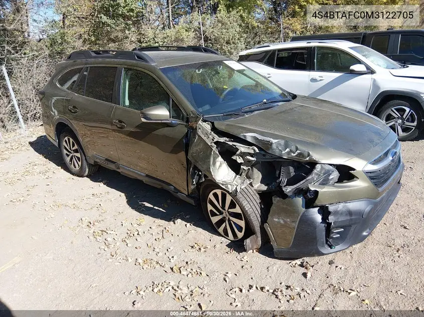 SUBARU OUTBACK 2021, VIN 4S4BTAFC0M3122705