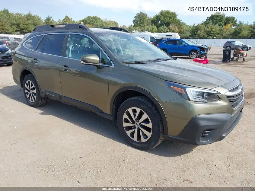 SUBARU OUTBACK 2022, VIN 4S4BTADC4N3109475